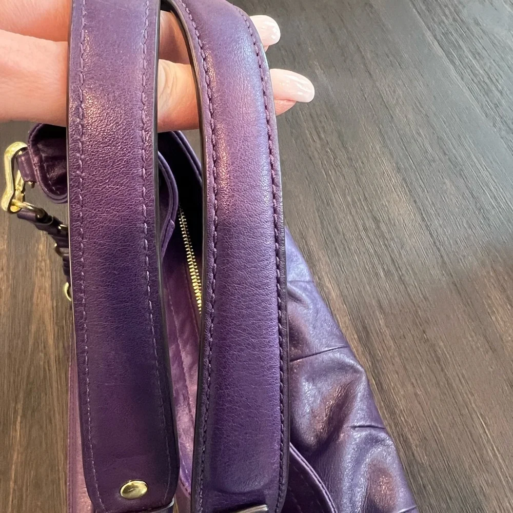 Coach 15958 Madison Purple Leather Large Convertible Shoulder Bag